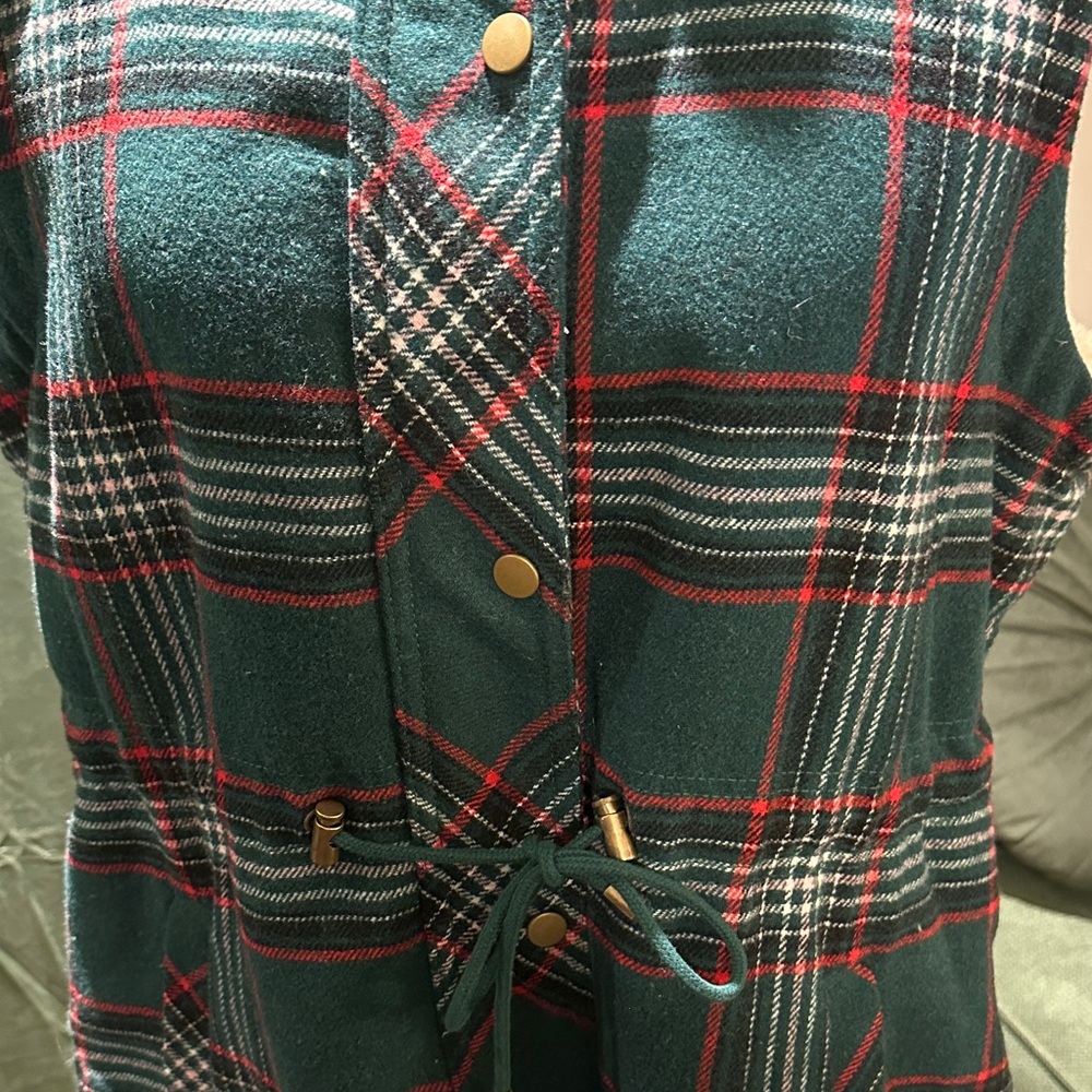 Maurices Green, Red and White Plaid Vest - Picture 3 of 9